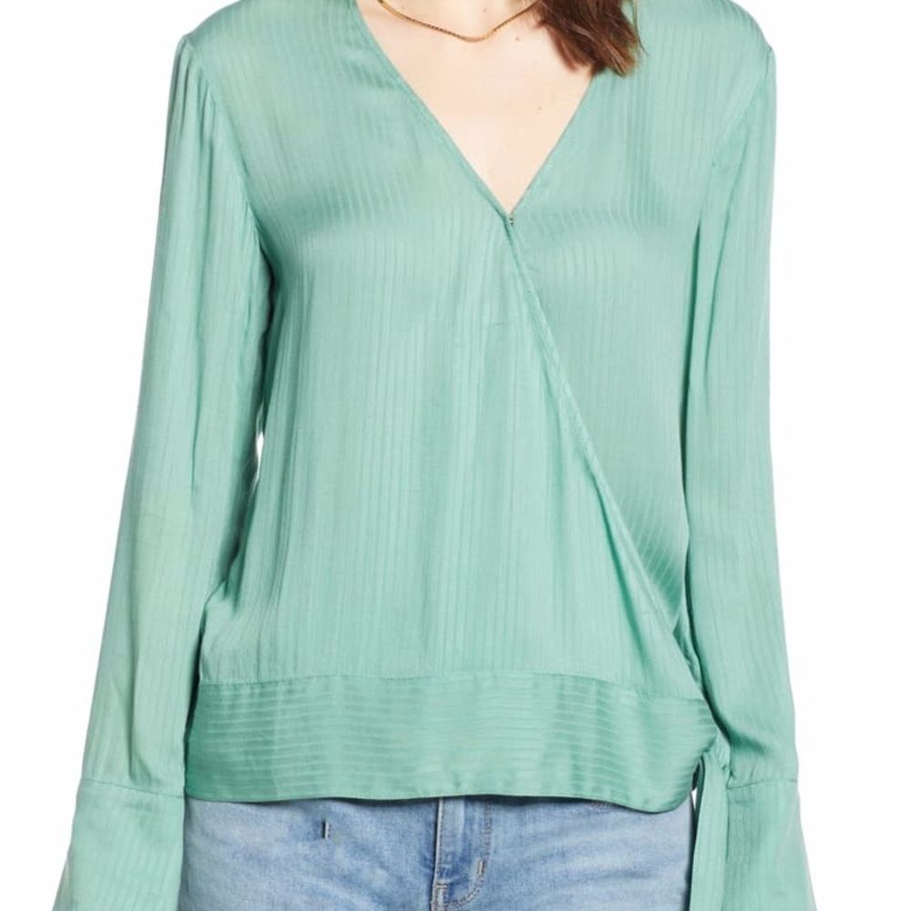 Treasure‎ & Bond Side Tie Wrap Blouse L Green